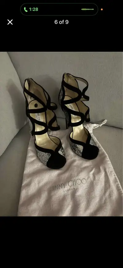 Jimmy Choo Black & Silver Sequin Heels – Size 42, View more