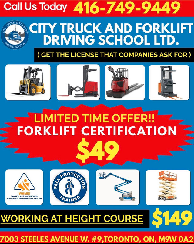 Forklift/Heavy Equipment/Class-D Training Available!! in Drivers & Security in Guelph - Image 2