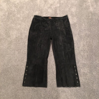 Danier Black Suede Leather Capri Pants