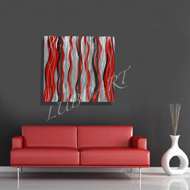 Aluminum wall decor Art Painting modern metal 31x30" red, black in Holiday, Event & Seasonal in Barrie - Image 2