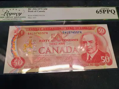 1975 Canada $50 Banknote. RCMP Musical Ride. Uncirc. Certified, View more
