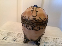 Ornate Three Footed Faberge Style Enamelled Egg Trinket Holder