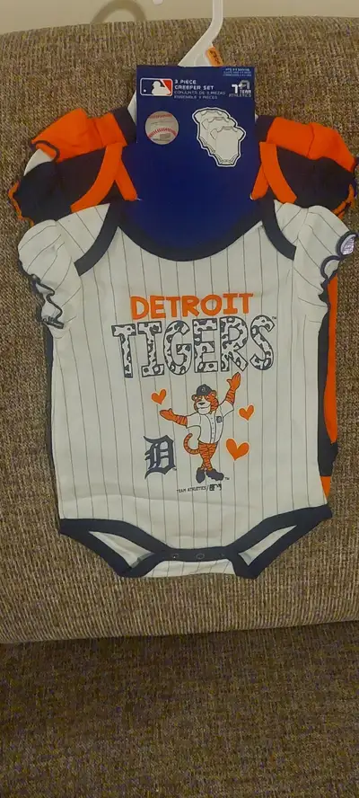 3 pack Detroit Tigers baby onesiesNew w/ tags0-3 months$20, View more