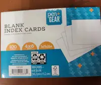 Pen+Gear Unruled Blank Index Cards, White, 100 Count, 4" x 6"
