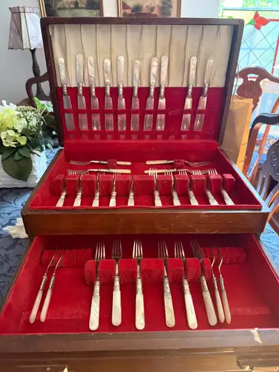 Vintage Mother of Pearl Cutlery Set, View more