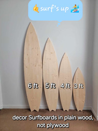 3-6 pi SURF BOARD wooden Decor Coastal Nautical Tropical Minimal