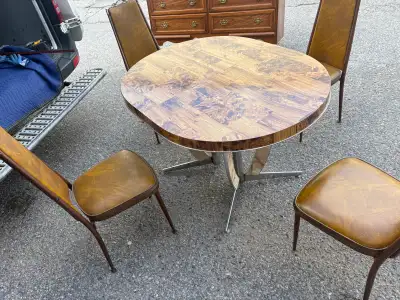 Free delivery used Vintage Dining Table and Chairs Set, View more