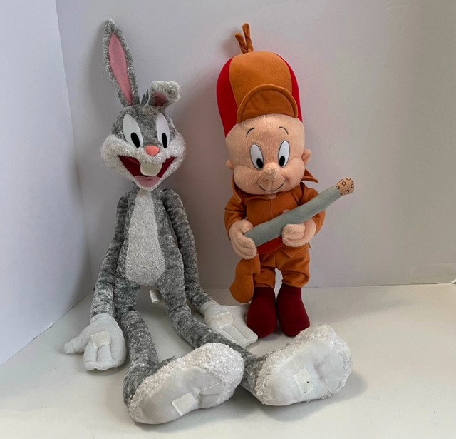 LOONEY TUNES ELMER FUDD AND BUGS BUNNY VINTAGE PLUSH DOLLS WARNE