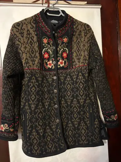 VTG Icelandic Design Wool Cardigan Jacket Embroidered Nordi, View more