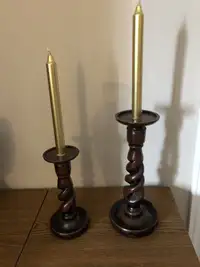 Set of wooden candle holders