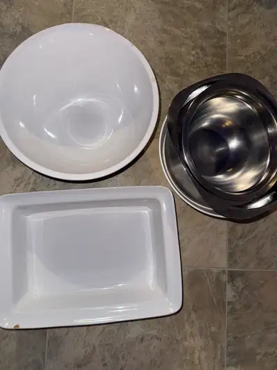 Mixing bowls and ceramic oven tray!, View more