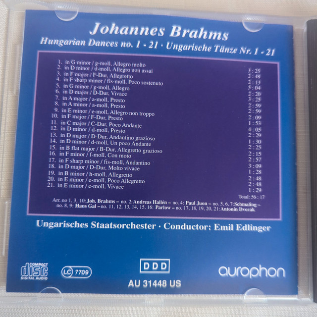 Johannes Brahms – Hungarian Dances No.1 - 21 CD in CDs, DVDs & Blu-ray in Markham / York Region - Image 4