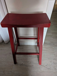 2x Red wood stools 