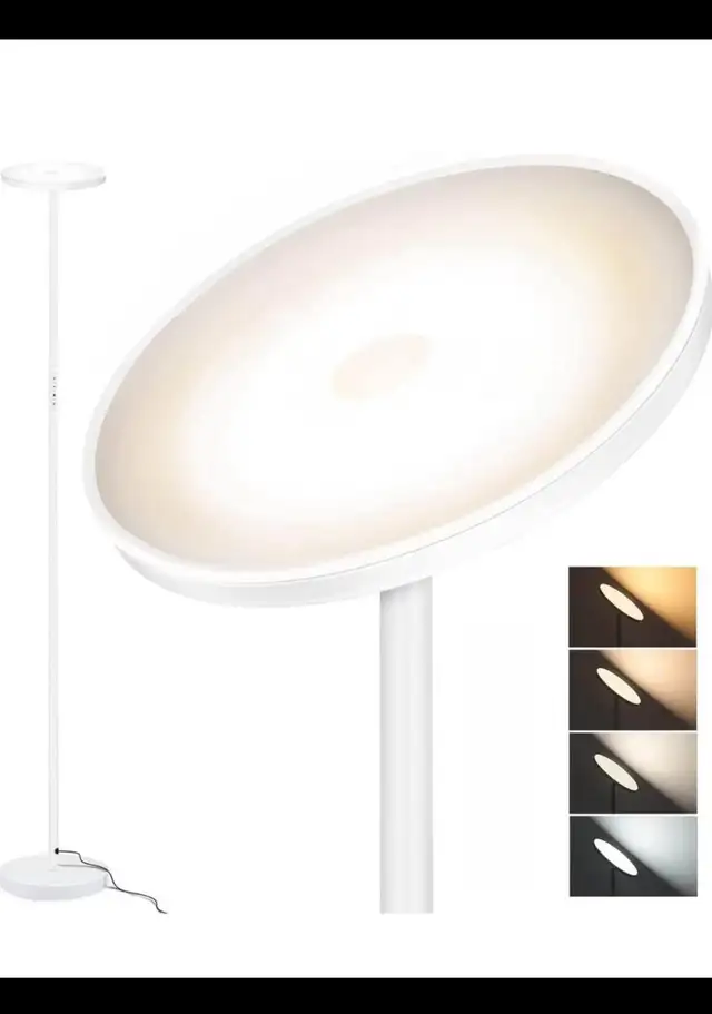 Floor Lamp Modern, LED Torchiere Lamp 30W 3000LM, Tall Standing in Indoor Lighting & Fans in Hamilton - Image 2