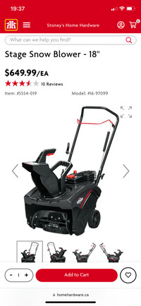 Brand new. Never used Briggs and Stratton snow blower 