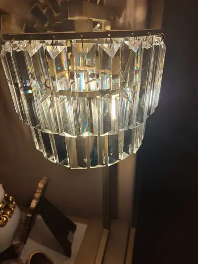 Crystal shade lamp with gold base, View more