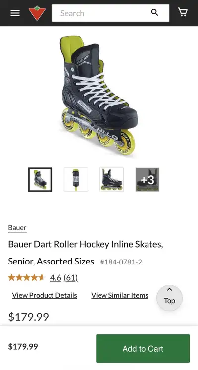 Bauer Men’s RS Inline Hockey Roller Blades Size 9, View more