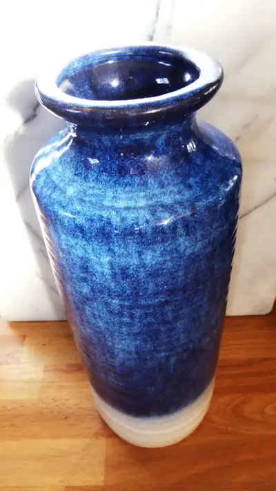 White and Blue unique vase, View more