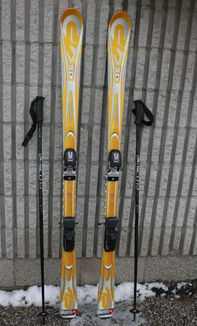 Men’s K2 Omni 4.5 Downhill Skis – 160cm w/ Marker Bindings & Scott Poles – $145 Get ready for the sl...