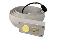 Duplex Extension Cord With Built In Cord Cover Gray 10' & 12'