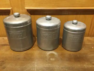 Vintage 1950’s Aluminum Canisters , View more