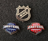 NHL SHIELD, WESTERN CONFERENCE & EASTERN PINS, ALL FOR $25 CASH