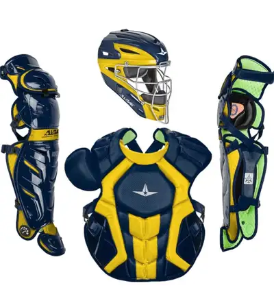 NEW ALL-STAR S7 AXIS NAVY/GOLD ADULT CATCHERS GEAR SET, View more