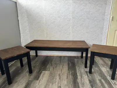 Refinished Farmhouse Coffee Table Set – 3 Piece, View more