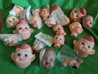 20 VINTAGE DOLL CRAFT HOBBY HEADS, SOME ARMS TOO.