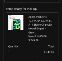 Ipad Air 4 64 GB , A14 bionic chip , green with original Acces