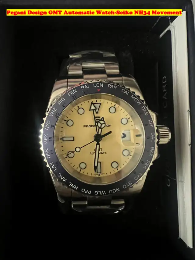 Seiko-NH34 / Pegani Design GMT Automatic Watch=NEW=