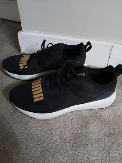 PUMA black and gold running shoes, size 9, View more