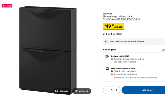 IKEA Shoe/storage cabinet, black x3 in Bookcases & Shelving Units in Napanee - Image 3