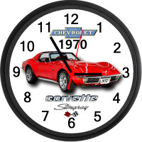 1970 Chevy Corvette (Monza Red) Custom Wall Clock - Brand New -