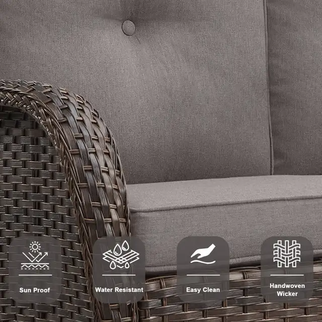 5-Person Outdoor Wicker Sofa Seating Group With Cushions in Patio & Garden Furniture in Markham / York Region - Image 5