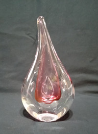 Adam Jablonsky Hand Blown Glass Teardrop Paperweight