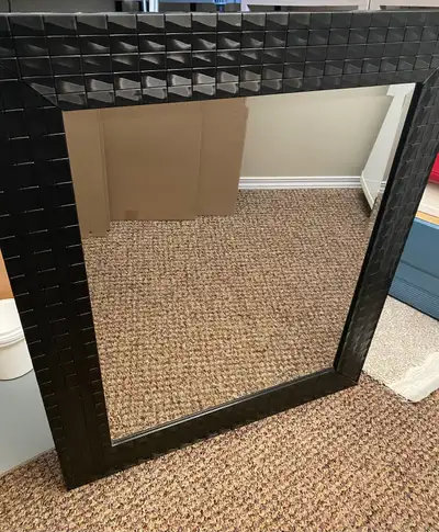 Wall mirror with dark brown /black frame 3 feet high 29.5 inches wide Excellent condition