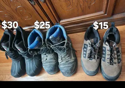 Selling: 1 pair of men's Dakota steek toe work boots, size 9 EEE. 1 pair of men's steel toe work sho...