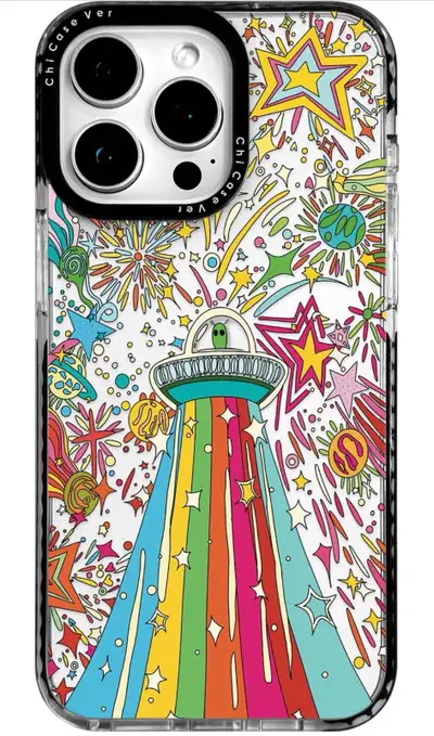 iPhone 14 Case, Psychedelic UFO Fireworks Pattern, View more