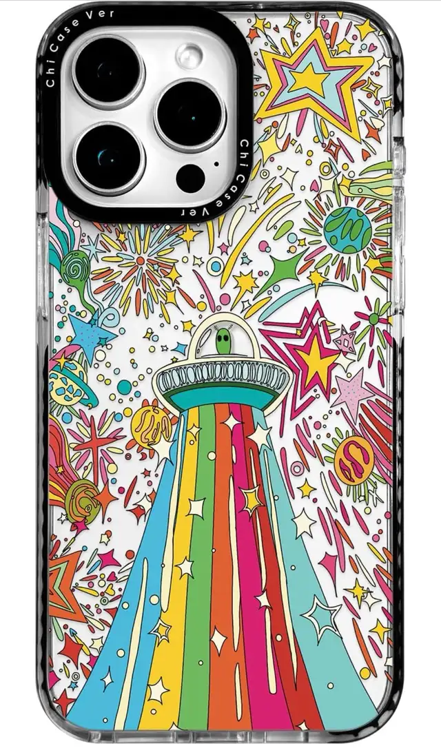 iPhone 14 Case, Psychedelic UFO Fireworks Pattern in Cell Phone Accessories in Hamilton - Image 2