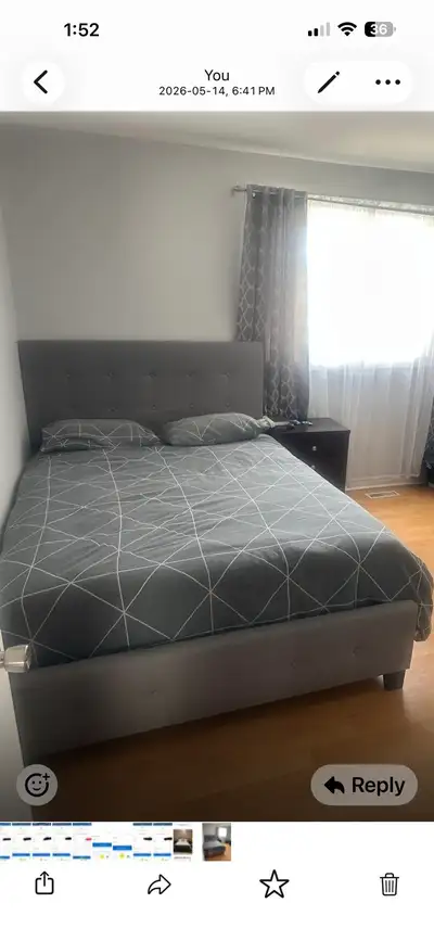 Qeen size bed for sale Color grey. , View more
