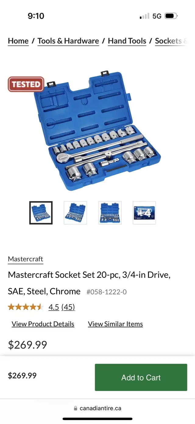 Mastercraft 3/4 Socket Set64711645794177122