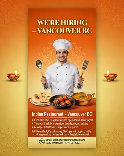 Executive Chef and Tandoori Chef  Bartanders, View more