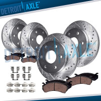 12" Front & 12.78" Rear Drilled Rotors Brake Pads for GMC truck