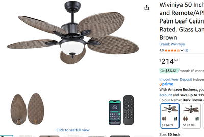 NEW 50 Inch Ceiling Fan with Light Remote/APP Control 6 Speed, View more