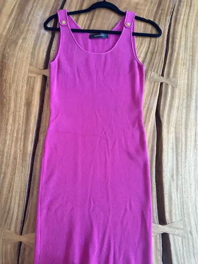 Versace Pink fitted dress with gold buttons - new size 42, View more