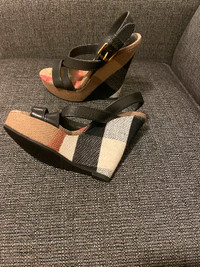 Authentic Burberry wedge sandals size 7