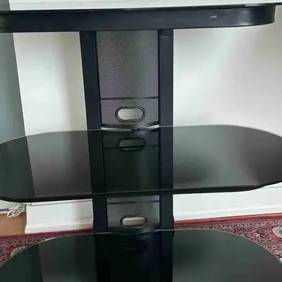 Sleek Black Tempered Glass for media audio/wifi equipment component storage. Originally purchased fr...