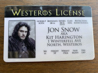 Game of Thrones Novelty ID Licence Showcase 319