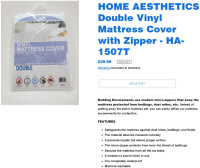 HOME AESTHETICS Vinyl Mattress Cover With Zipper, Double. 2 left